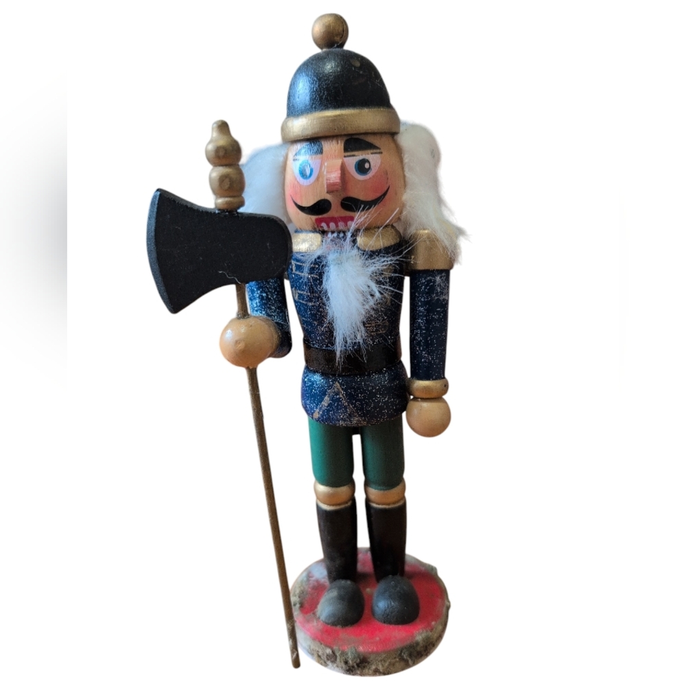 Vintage Wooden Nutcracker Soldier Movable Arms Axe Christmas Holiday Decor
